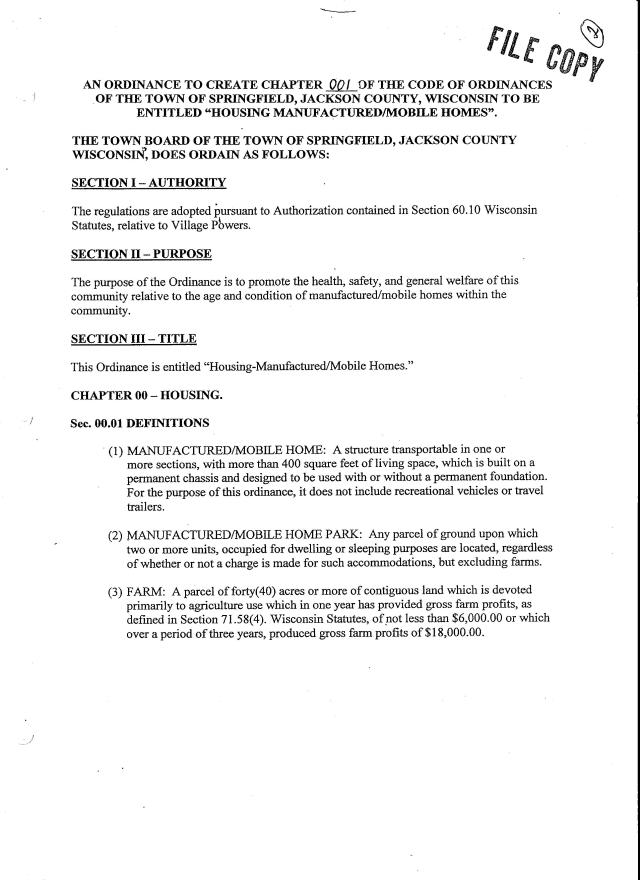 Mobile Home Ordinance -1 001